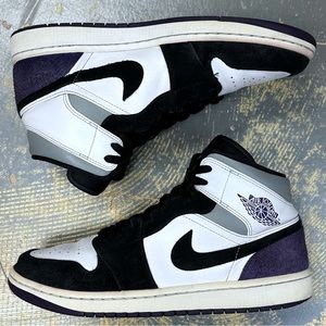 Nike Air Jordan 1 Mid SE Court Black Toe 852542-105 10 Purple